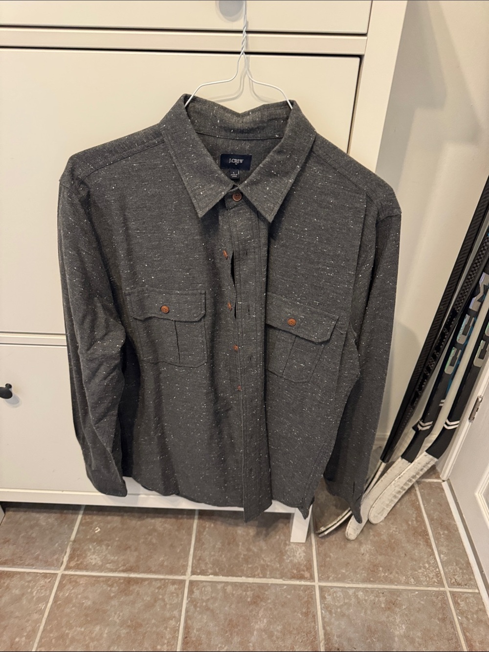 J. Crew Men's Dark Gray Speckled Button-Down Shirt